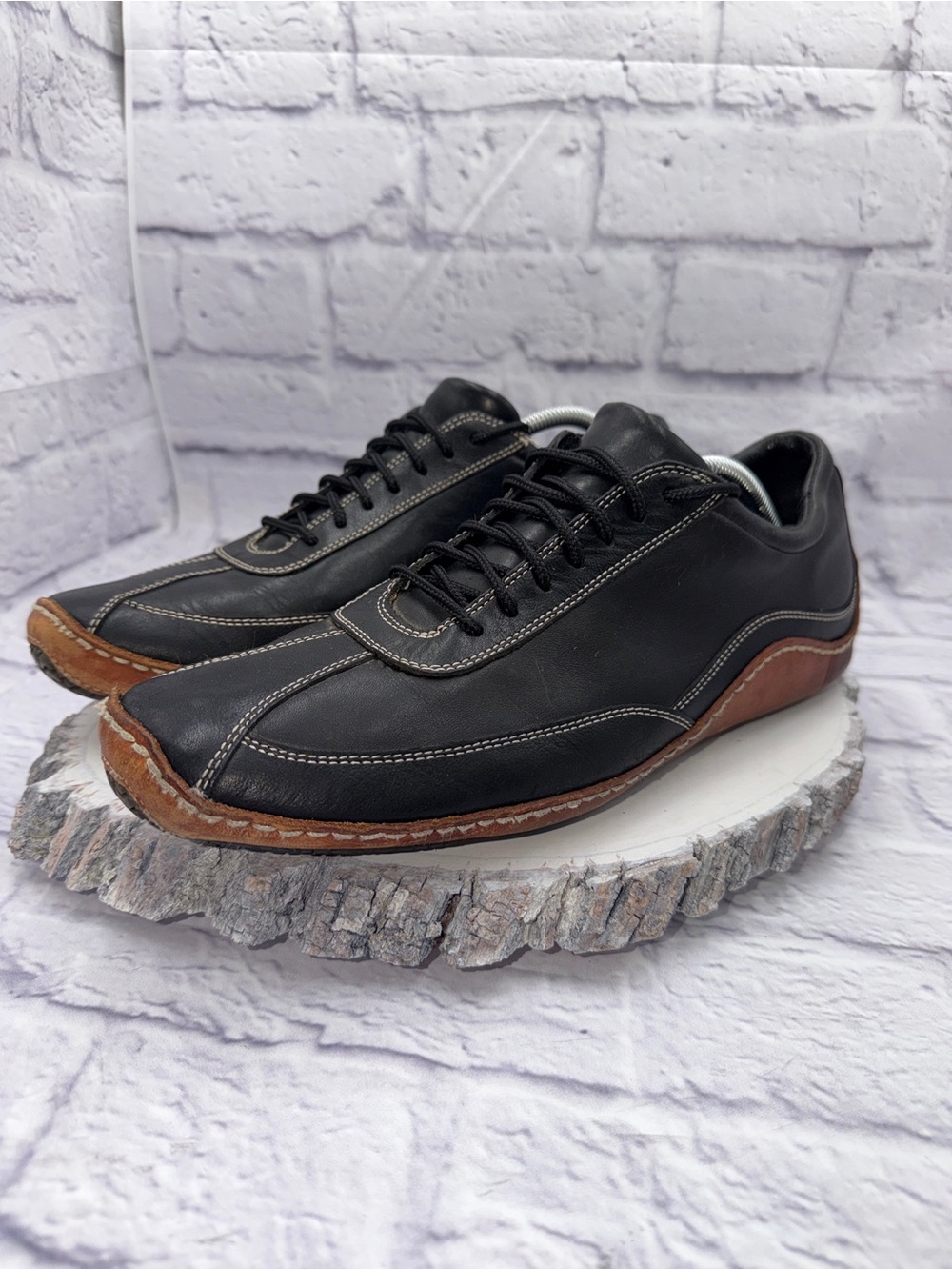 Cole Haan Mens Size 11 Black Leather Driving Shoes Casual Classic N*ke Air Soles